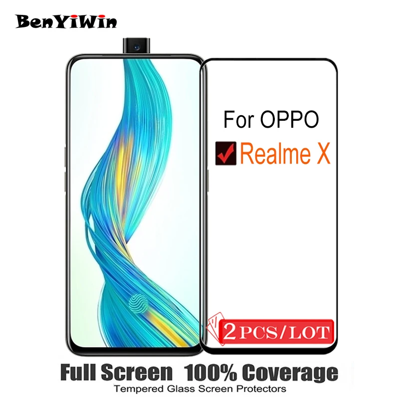 

2PCS 100% Original Full Cover Tempered Glass For OPPO Realme X Screen Protector on Protective Glass Case For RMX1901 6.53" Film