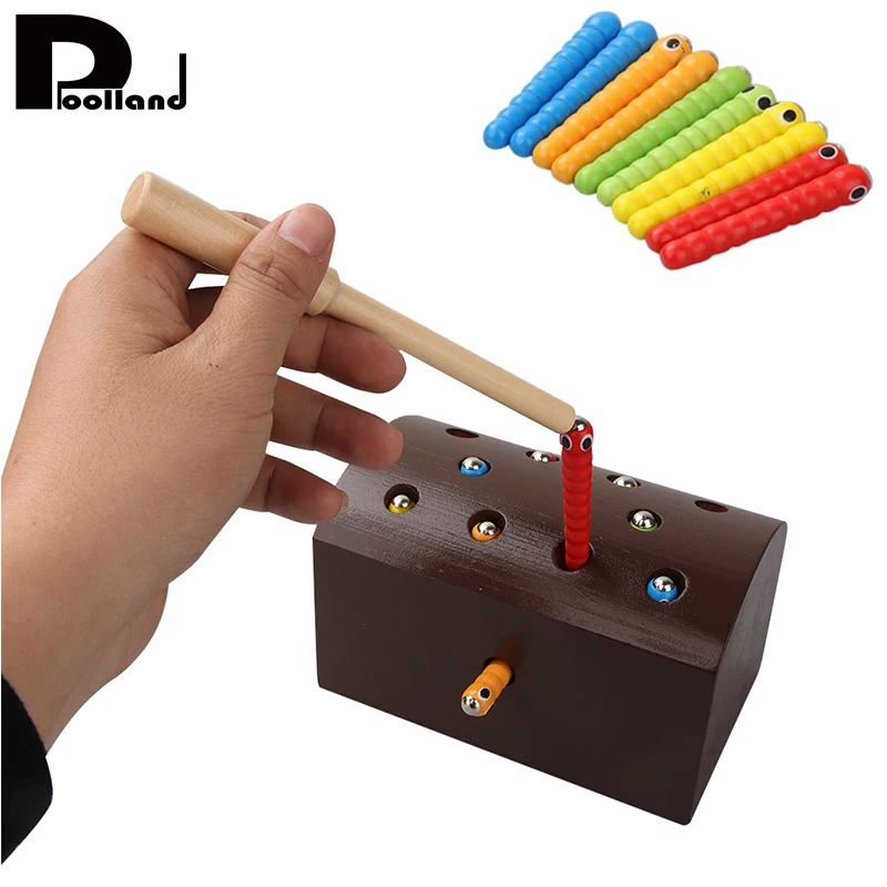 Catch The Worm Magnetic Toys For Children Early Learning Educational Toy Wooden Puzzle Game Colorful Toy