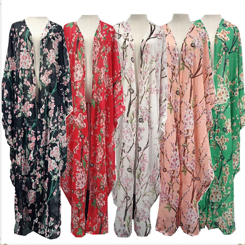 

Plus Size Abaya Dubai Muslim Abayas For Women Kaftan Floral Chiffon Maxi Hijab Cardigan Blouse Dress Turkish Islamic Clothing