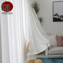 Blanco sólido grueso tul cortinas para sala de estar dormitorio cortinas modernas gasa decorativo tratamientos de ventana personalizado