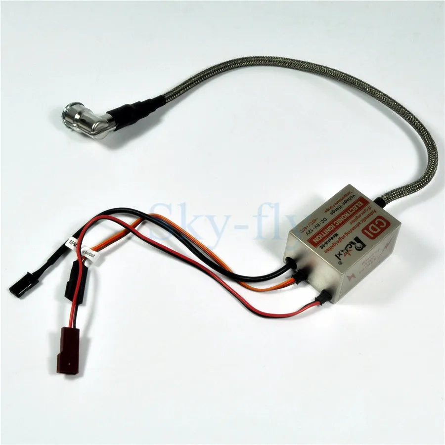 Rcexl Single CDI Ignition For RC Model NGK CM6 10mm Spark Plug 90 Degree DA DLE Gas Petrol Engine 6V-12V
