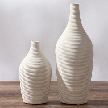 

TV cabinet white ceramic creative contracted flower vase home decor craft room decoration handicraft porcelain figurine