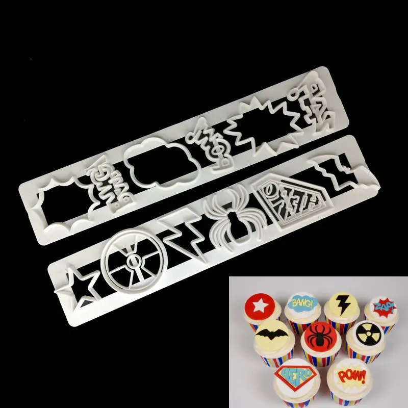 

Sugarcraft 2PCS Avengers Cutter Set Plastic Cupcake Cookie Cutter Biscuit Fondant Cake Embossed Mold Cake Decoration