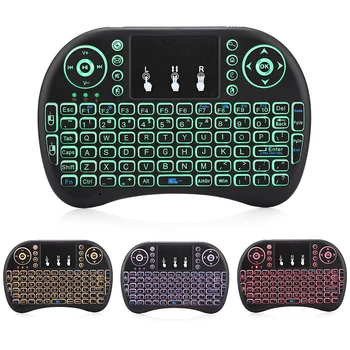 

2.4GHz Wireless Mini Keyboard I8 RGB 7 colors Backlit English Russian Air Mouse Touchpad Controller for Android TV Box PC