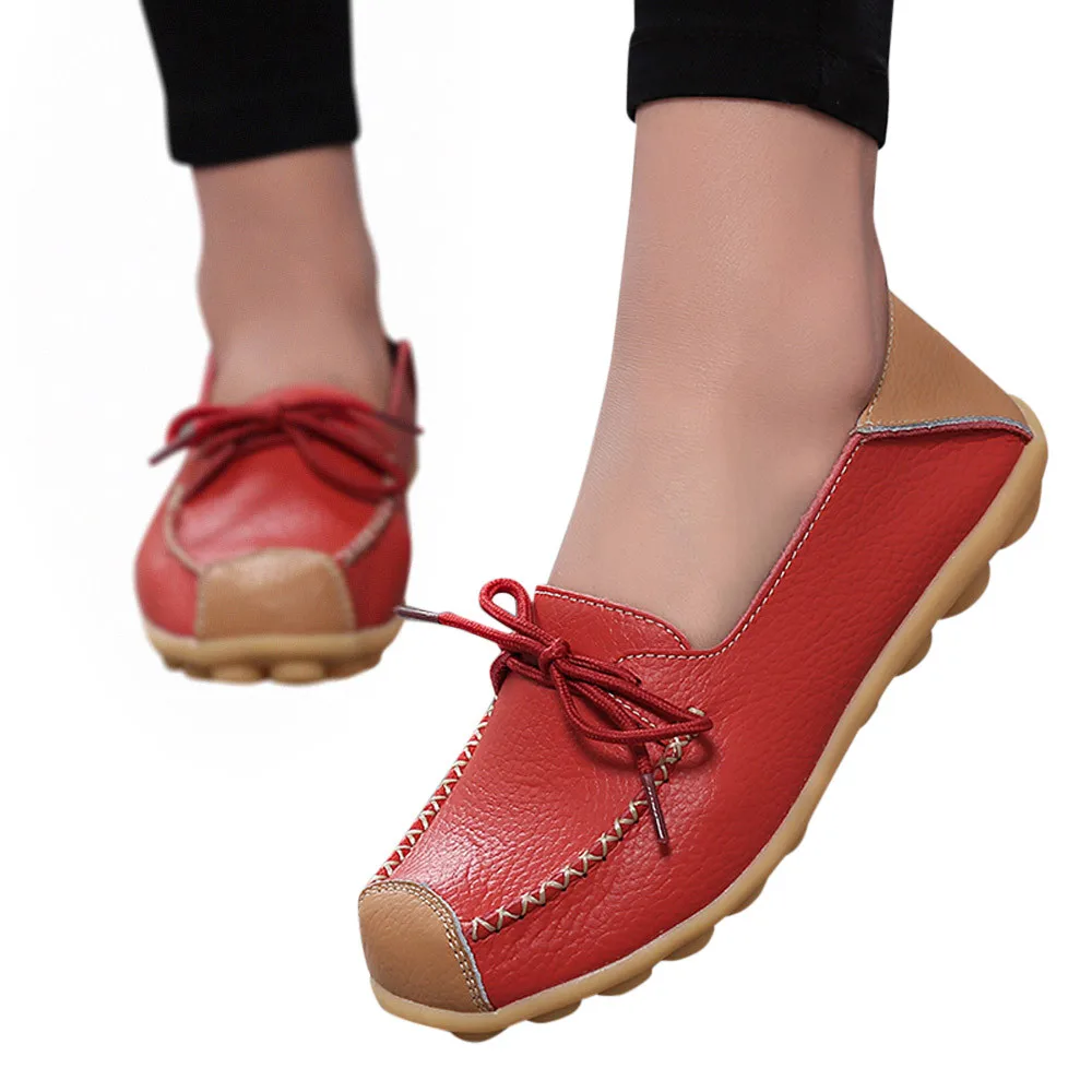 red flat heel shoes