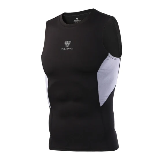 FANNAI мужской s компрессионный спортивный костюм, мужские баскетбольные футбольные тренировочные колготки, футболка для фитнеса и бега, мужские спортивные шорты AM333 - Цвет: 321 vest