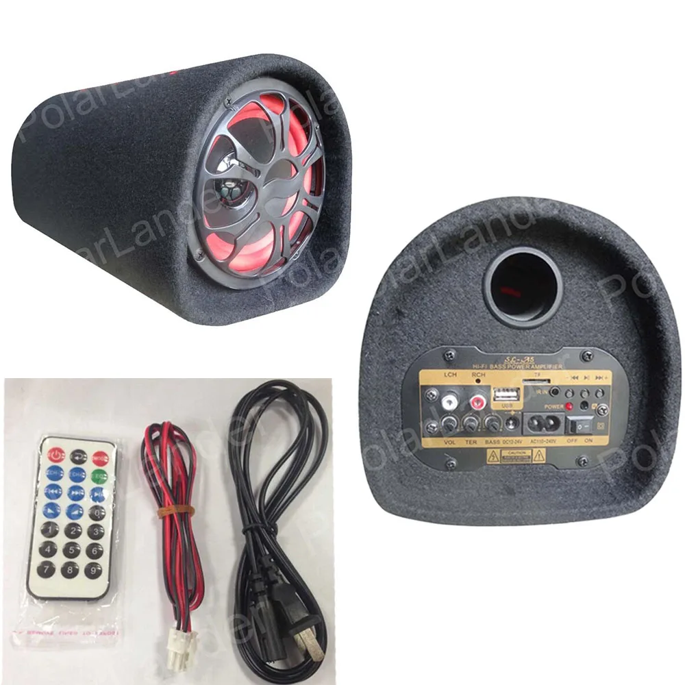  5 inch tunnel subwoofer 12V 24V 220V car subwoofer audio speaker backup TF USB remnote control MP3 