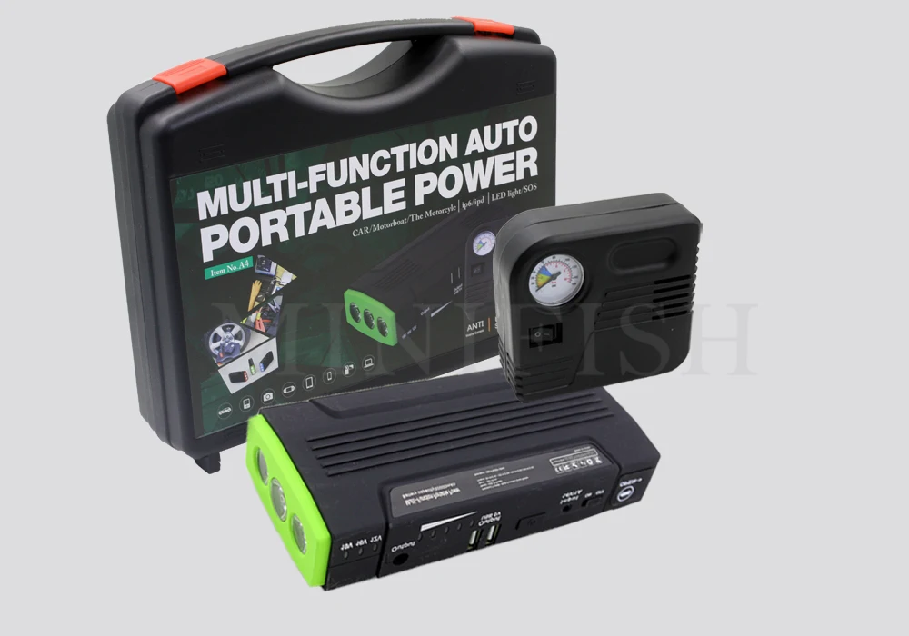 Emergency Power Bank Mini Car Jump Starter 600A 12V Portable Car Auto Electric Pump Air Compressor Tire Inflator 150PSI