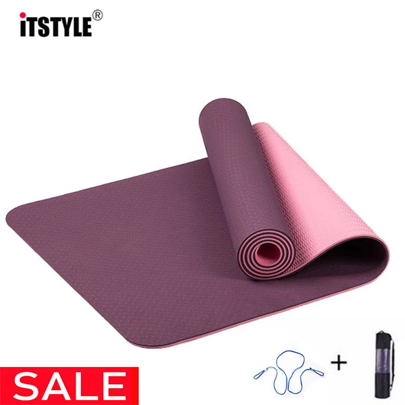 

ITSTYLE 6MM TPE Yoga Mat Anti Slip Sports Fitness Exercise Pilates Gym Colchonete For Beginners With Yoga Bag 183*61*0.6cm