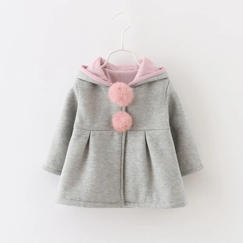 2017 Spring and Autumn Baby Girls Jacket Infants Ball Cute Rabbit Hooded Princess Jacket Coats Outwears Christmas Gifts Roupas 2 6