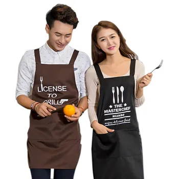 

Fashion simple couple men and women apron baking cooking kitchen aprons print logo