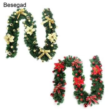 

Besegad 2.7m Christmas Artificial Garland Vine Ornament Decoration Home Shop Supermarket Mall Party Wall Window Outdoor