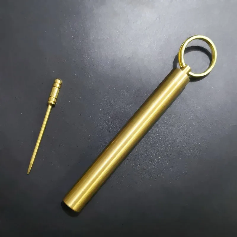 Copper toothpick holder cotton swab box brass waterproof warehouse outdoor survival small pills container sealed capsule box