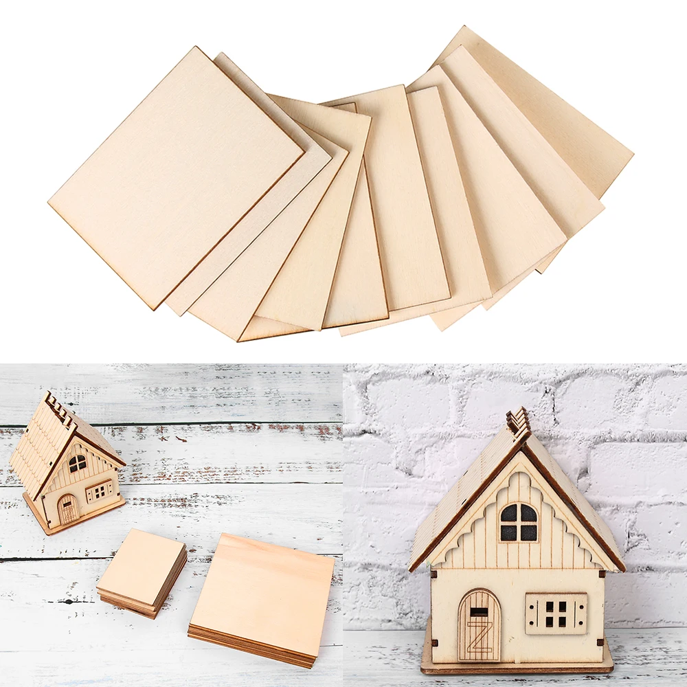 

10Pcs/Bag Wooden Plate Model Wood Sheets DIY House Ship Aircraft Mould Making Handmade Aircrafts