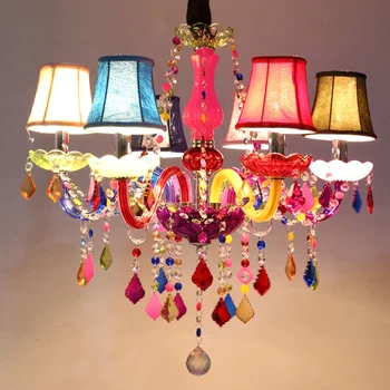 

Multi color chandelier Restaurant Bar Kitchen Girls room Chandelier lustre Blue White Pink Lampshade Chandelier Lighting Fixture