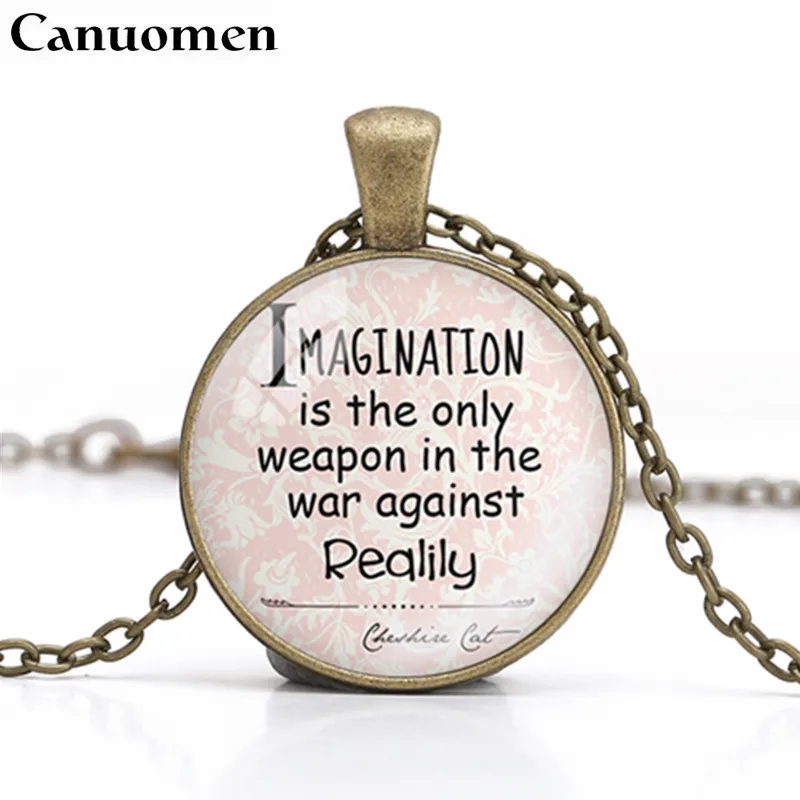 

Canuomen Jules de Gaultier Quotes Pendant Necklaces Imagination is the only weapon in the war against reality Vintage Necklaces