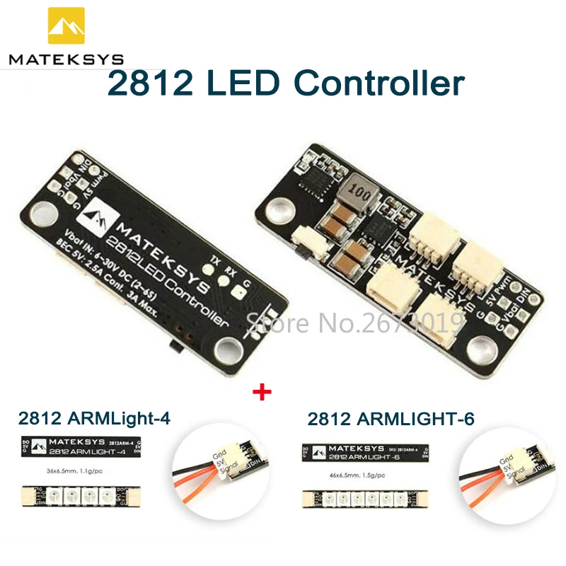 

Matek Systems 2812 LED Controller 2~6S LED Control Module with 5V BEC & 2812ARM-4 LED Light / 2812ARM-6 Light night Racing