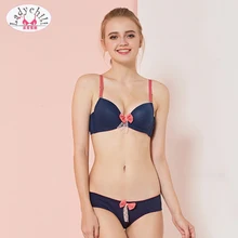 Ladychili, Женский однотонный цвет, хлопок, удобный, для женщин, s, бюстгальтеры и комплекты нижнего белья, розовый бант, кружево, пуш-ап, бесшовный комплект с бюстгальтером, N3