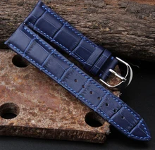 Montre Band 12 mm 14 mm 16 mm 18 mm 20 mm 22 mm femmes des hommes bleu foncé 100% véritable Crocodile Grain cuir bracelet Band Bracelets