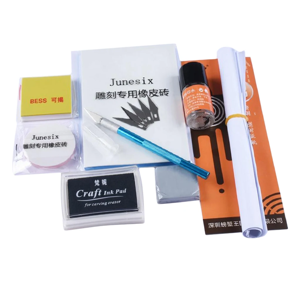 Rubber Stamp Carving Start Kit Rubber Block With Carving Tool,Drawings,for Scrapbooking,Card Making, Kids Toys Craft DIY Project