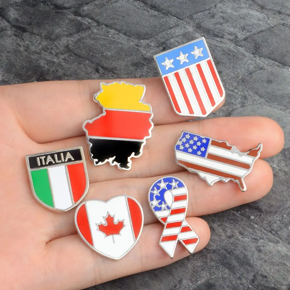 

1pcs 6 Countrys National flags Ename lapel pin metal Canadian American German Italian Flag Brooch Gift Badge brooch
