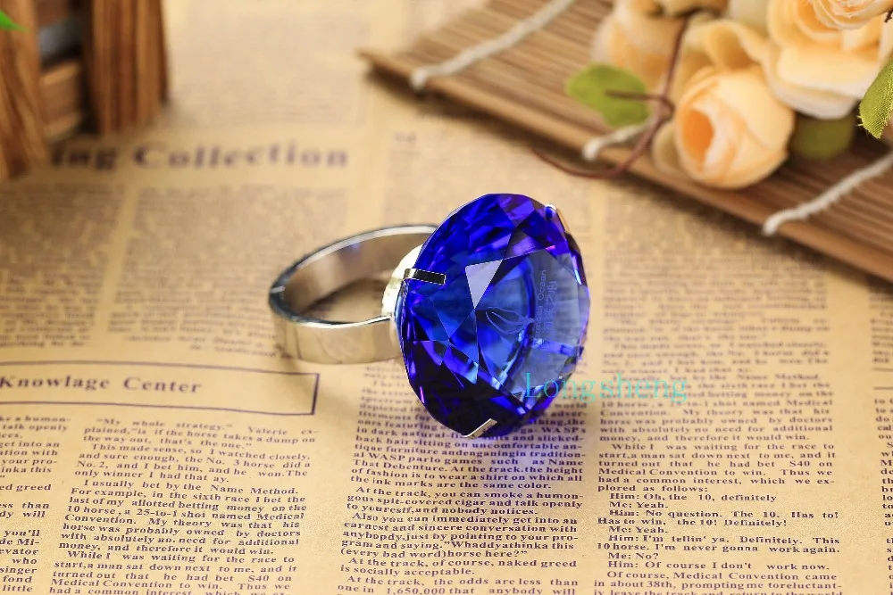 

Napkin Rings Crystal Glass Diamond With Blue Ring