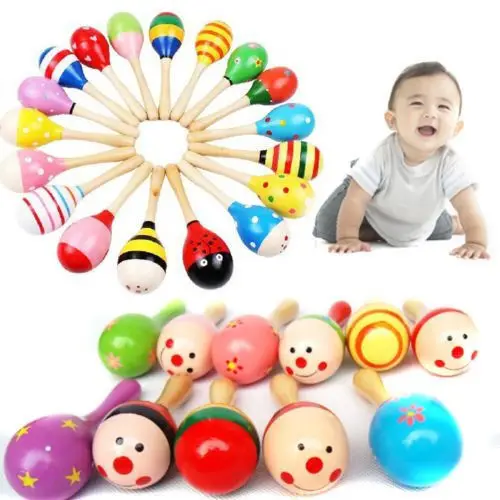 1X Wooden Maraca Wood Rattles Kids Musical Party Favor Child Baby Shaker Toytoy guitars for