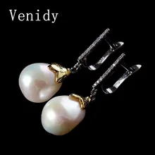 Venidy 2017 New 33-12mm Natural Pearl Drop Earrings Brand Luxury 925 Sterling Silver Party Trendy Jewelry Earrings for Women’s