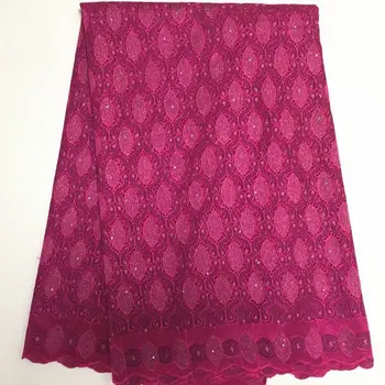 

Latest Red Chain Pattern With Stones African Lace For Dress Swiss Voile Lace Free Shipping Switzerland 100% Cotton Lace Fabric
