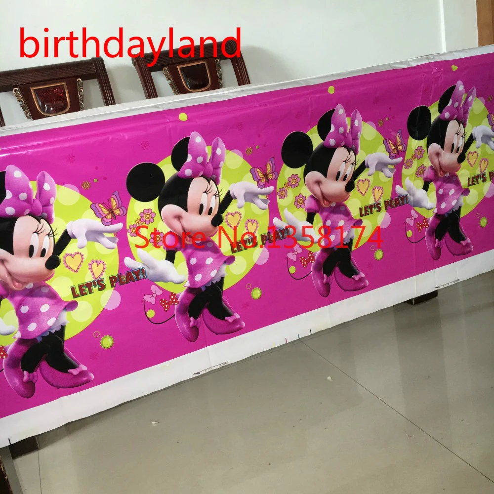 

108cm*180cm lovely cartoon minnie mouse tablecloth party supplies tablecloth favor 1pcs/lot kids girls birthday party decoration