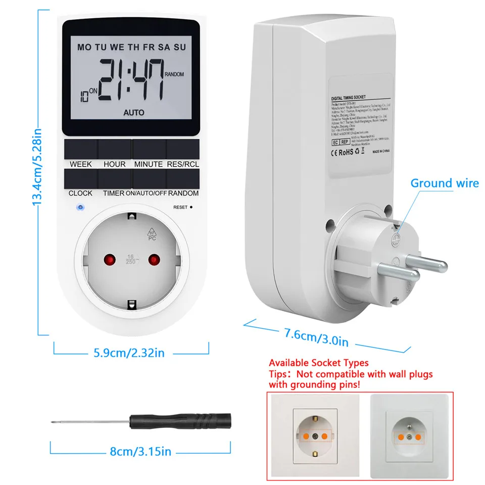 Tedgem цифровой ЖК-электронный штепсельный переключатель розетка программируемый таймер переключатель розетка с часами летнее время умное управление