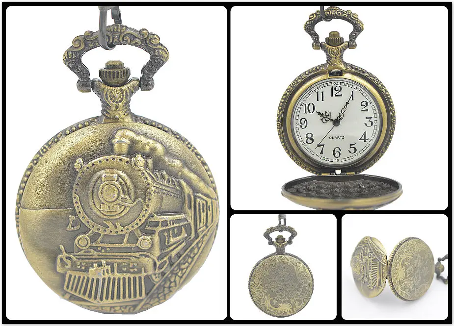 Unique Retro Bronze Tone Train Front Engine Design Pendant