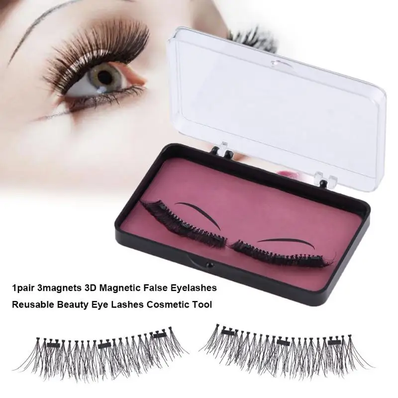 

1 Pair Natural False Eyelashes 3D Magnetic Fake Eyelashes Reusable Lashes Fake Eyelashes False Lashes Cosmetic Beauty Makeup
