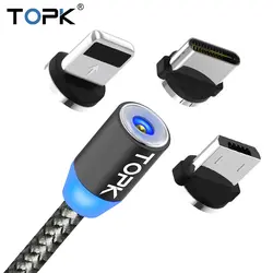 TOPK R-Line1 светодио дный Магнитный кабель USB, магнит Plug & Тип usb C & Micro usb-кабель и USB кабель для iPhone X 8 7 6 Plus 5S SE