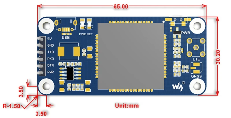 Шапка NB-IoT/eMTC/EDGE/GPRS/GNSS для Raspberry Pi на основе SIM7000E совместима с Raspberry Pi 3 Model B+/Модель B/Zero/W