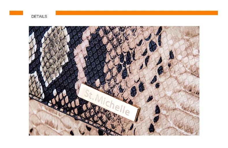 Women's Snake Skin Print Flap Messenger Bag Female Small Silver Leather Crossbody Chain Purse for women Luxury Designer Handbag (8)