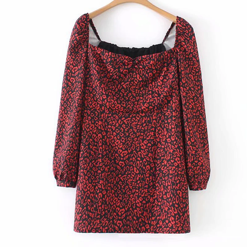 Women's Clothing Dress 2019 Leopard Print Off-Shoulder Slash Neck Dress Ms Summer Sexy Street Slim Fit Temperament Clothing