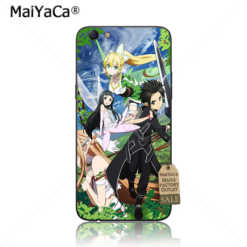 Черный чехол для телефона из ТПУ MaiYaCa Sword Art Online SAO Anime Manga OPPO R9s R11 R9 R15 vivo X9sPLUS