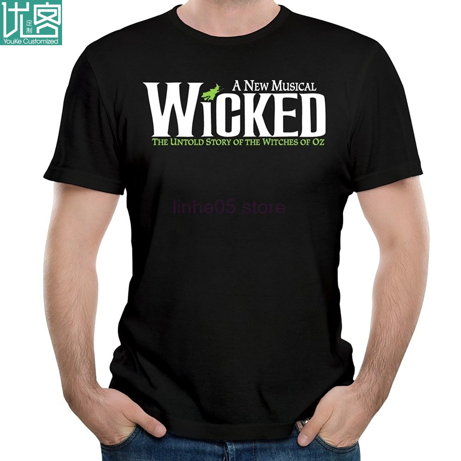 WICKED Broadway Musical Show Witches of Oz Men s White Black T Shirt Size S 2XL WICKED Broadway Musical Show Witches of Oz Men s White Black T Shirt Size S 2XL