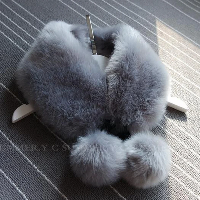 

9 Colors 56CM*12CM Faux Fur Collar Solid Winter Scarf Female Handmade Rabbit Fur Scarf Women Winter Fur Wraps Ring Scarves 2019