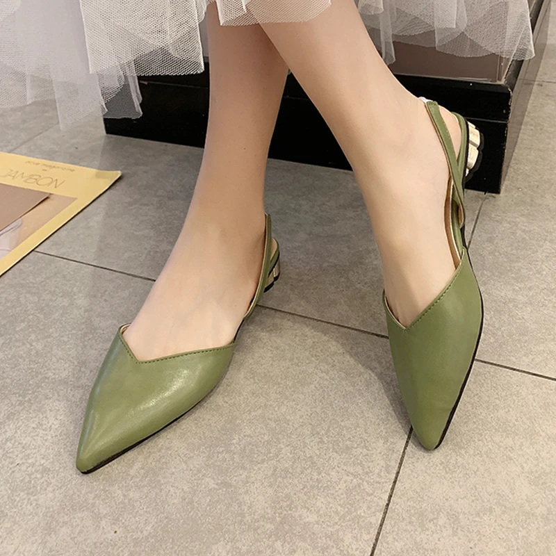 

Pointed Toes Sandals Women Slip On Mules Elegant Low Heels Shoes Women Summer 2019 Closed Toe Sandals Ladies Fashion Flats Shoes