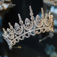 Himstory Noble Beauty Princess Tiara Cubic Zircon Wedding Bridal Crown Rhinestone Pageant Crown For Brides Headbands wedding bridal tiara crown clear zircon crystal rhinestones women brides diadem pageant party