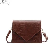 Aelicy Женская однотонная сумка-мессенджер из искусственной кожи, женская модная универсальная простая стильная Шикарная стильная сумка через плечо