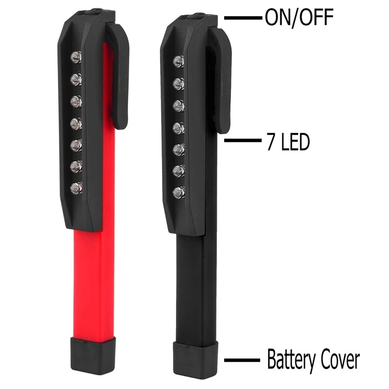 

Portable 7 LED Flashlights Mini Inspection Light Battery Powered Lamps Pen Pocket Clip Work Torch Lanterna
