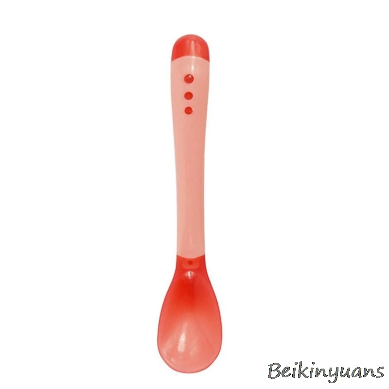 Детская антиосенняя Индукционная посуда для окисления, ударопрочная, антиопрочная цепочка для пустышки, дополнение, тренировочная чаша - Цвет: Red spoon