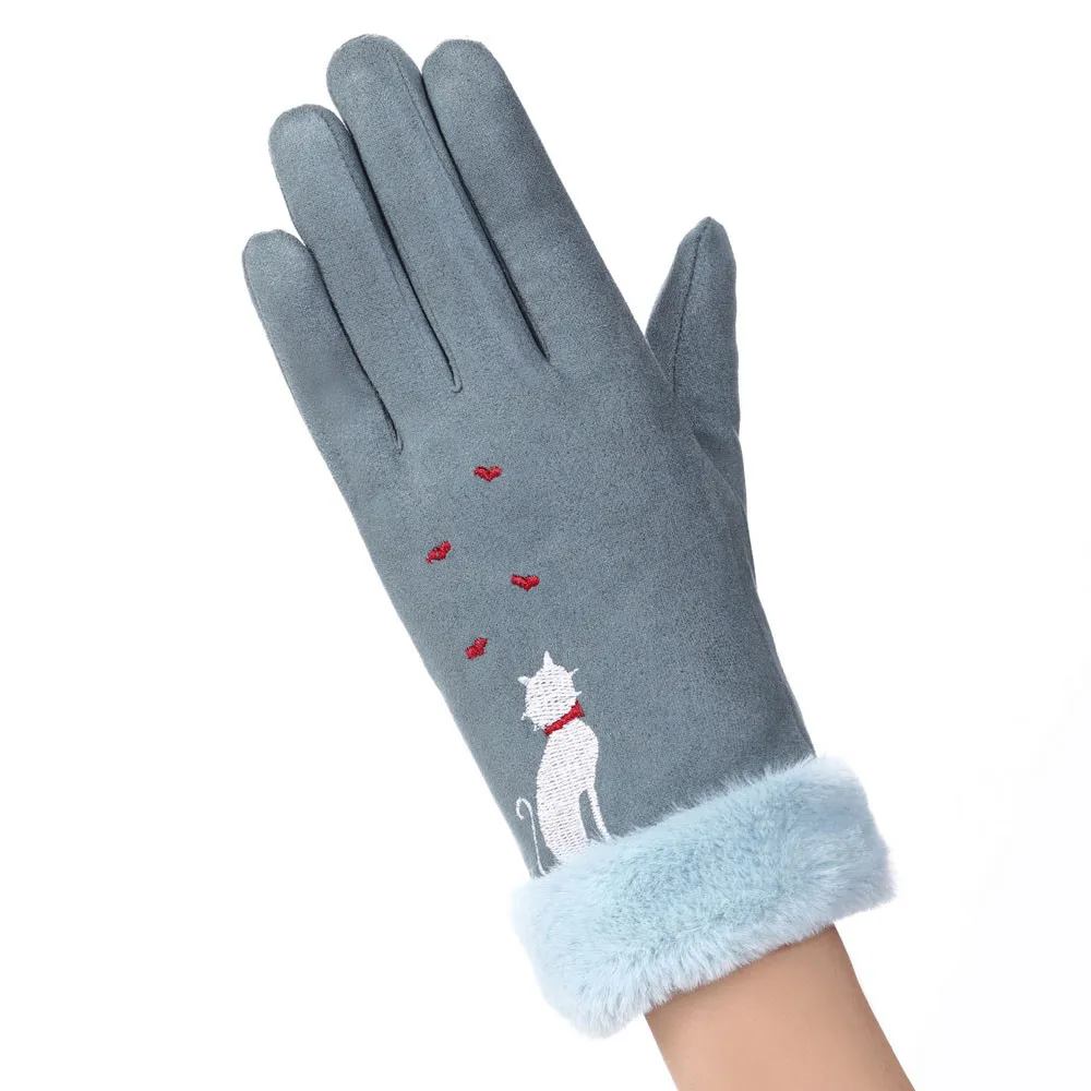 Г. зимняя женская Перчатки 1 пара осень милая собака печати теплее Полный Finger варежки женский открытый PSEPO4