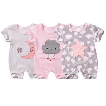

Baby Clothes Short Sleeve Summer Baby Rompers Short Sleeve Newborn Infant Cute Star Cloud Moon Printed Jumpsuit Climbing Clothes