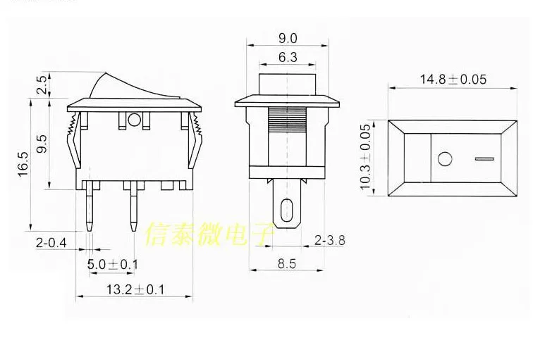 10 шт./лот клавишный выключатель 8,5*13,5 мм черный 2-контактный AC 250V 3A черные пластиковые соединители