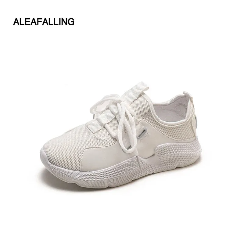 

Aleafalling Women Casual Shoes Summer 2018 Spring Flat Women Shoes Fashion Solid Breathable Hollow Lace-Up Women Sneakers FL35