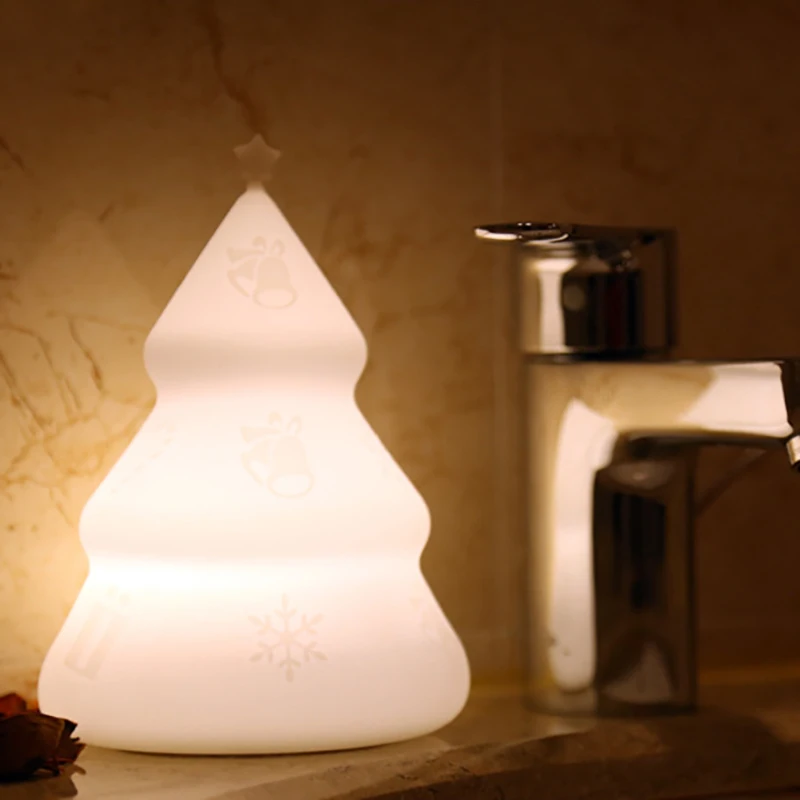

Silicone Touch Control Christmas Tree Night Light Lamps 7 Colors Rechargeable Baby Nursery Christmas Gift Home Bedside Decor